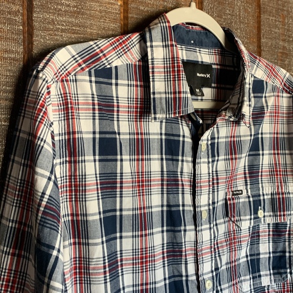Hurley men’s button down shirt long sleeve size medium classic office preppy - Picture 3 of 14